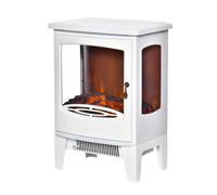 HOMCOM Cheminée électrique poêle Style néo-rétro 900-1800 W Simulation Flammes LED luminosité réglable Acier ABS Blanc