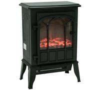 Homcom Cheminée électrique poêle Style rétro 1000-2000 W Simulation Flammes LED Porte Noir