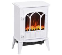 HOMCOM Cheminée électrique sur pied 1000/2000 W, fausse cheminée décorative avec effet flamme LED, blanc