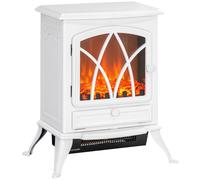 HOMCOM Cheminée électrique sur pied 1000/2000 W, fausse cheminée décorative avec effet flamme LED, blanc