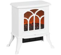 HOMCOM Cheminée Électrique sur Pied 750/1500 W Effet Flamme LED Blanc | Fausse Cheminée Décorative, Protection Contre la Surchauffe, Zone de Couverture 15-20 m²