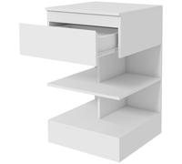 HOMCOM Chevet Moderne en Panneaux de Particules et MDF avec un Tiroir et 2 Étagères, 39x39x65 cm, Blanc