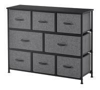 HOMCOM Chiffonnier Gris Foncé 8 Tiroirs Tissu Pliants Rangement 100x30x78,5cm Aosom France