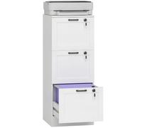 HOMCOM Classeur à 2 tiroirs avec Serrure, Barres réglables pour A4, Blanc | Bureau, classeur vertical, dossiers Letter, support d'imprimante avec rangement