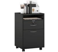 HOMCOM Classeur Vertical 24" avec tiroir verrouillable, Noir | Classeur mobile verrouillable, 2 clés, roulettes, pour bureau à domicile