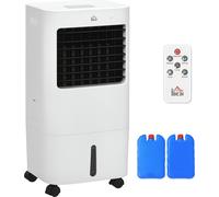 HOMCOM Climatiseur mobile refroidisseur d'air portable ventilateur 65 W par évaporation 3 en 1 avec réservoir d'eau de 15 L, oscillation, télécommande, 3 modes, minuterie 8H, refroidit 20 m², blanc