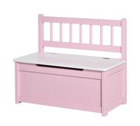 HOMCOM Coffre à jouet enfant banc de rangement enfant couvercle rabattable et charnières de sécurité 60 x 30 x 50 cm rose