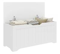 Coffre de rangement - HOMCOM - 2 charnières de sécurité et design sans poignée - bois - 100x40x45cm - blanc