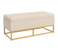 HOMCOM Coffre de Rangement à charnière 110x44x49cm Beige | Rembourré, aspect velours, banc rembourré, banc de lit, coffre banc avec pieds en acier, pour salon, chambre.
