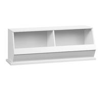 HOMCOM Coffre de Rangement Banc avec 2 Casiers 90L x 36l x 35H cm Blanc | Meuble pour Entrée, pour Couloir Chambre Salon, en Bois