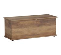 HOMCOM Coffre de rangement, banc de rangement avec couvercle rabattable et charnières de sécurité, 100 x 40 x 40 cm, marron