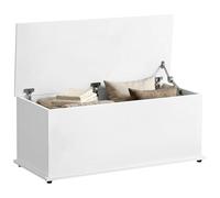 Coffre de rangement - HOMCOM - banc avec couvercle rabattable charnières sécurité entrée couloir - bois - 100x40x40cm - blanc