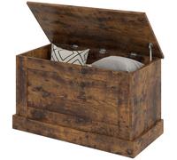 HOMCOM Coffre de rangement, coffre à jouets, avec charnière de sécurité, pour salon, en bois, 80 x 40 x 45 cm, brun rustique