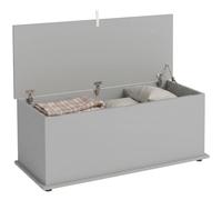 HOMCOM Coffre de Rangement Couvercle Rabattable 100x40x40 cm Gris | Banc de Rangement, Charnières de Sécurité, Banc Chaussures, Meuble d'Entrée, Couloir, Chambre, Salon