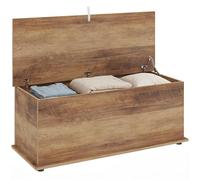 Coffre de rangement - HOMCOM - couvercle rabattable et charnières de sécurité - panneaux de particules - 100 x 40 x 40 cm - marron