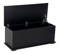 HOMCOM Coffre de Rangement Couvercle Rabattable 100x40x40 cm Noir | Banc de Rangement, Charnières de Sécurité, Banc Chaussures, Meuble d'Entrée, Couloir, Chambre, Salon