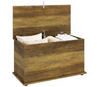 HOMCOM Coffre de rangement Couvercle Rabattable 80x40x45 cm Marron | Banc de Rangement, Charnières de Sécurité, Banc Chaussures, Meuble d'Entrée, Couloir, Chambre, Salon