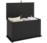 HOMCOM Coffre de Rangement Couvercle Rabattable 80x40x45 cm Noir | Banc de Rangement, Charnières de Sécurité, Banc Chaussures, Meuble d'Entrée, Couloir, Chambre, Salon