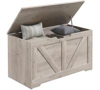 Coffre de rangement - HOMCOM - couvercle rabattable et charnières de sécurité - panneaux de particules - 80 x 40 x 45 cm - gris