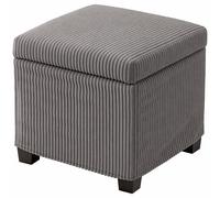HOMCOM Coffre pouf rangement 30 L avec couvercle amovible, ottoman cube rembourré en velours côtelé, 40 x 40 x 40 cm, gris