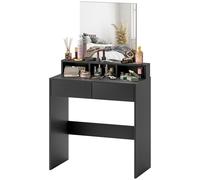 HOMCOM Coiffeuse avec Miroir 2 Tiroirs 3 Compartiments Table de Maquillage pour Chambre 75x38x135 cm Noir