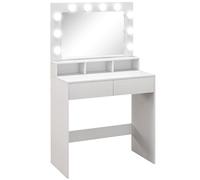 HOMCOM Coiffeuse avec Miroir Hollywood 10 Ampoules 80 x 40 x 135 cm Blanc | Table de Maquillage avec Tiroirs, 3 Modes d'Éclairage, Coiffeuse Moderne, pour Chambre à Coucher, Salon