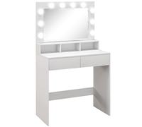 HOMCOM Coiffeuse avec Miroir Hollywood, Table de Maquillage avec tiroirs, 3 Modes d'éclairage, 10 Ampoules, Coiffeuse Moderne pour Chambre à Coucher, Salon, 80 x 40 x 135 cm, Blanc