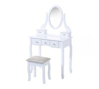 HOMCOM Coiffeuse Tabouret Style Baroque Blanc Élégant Chambre/Dressing Aosom France