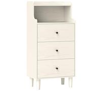 HOMCOM Commode 3 tiroirs Commode Chambre étroite avec étagères Ouvertes Anti-Retour Grande Commode pour Salon Couloir 47x29x95 cm Veiné Blanc
