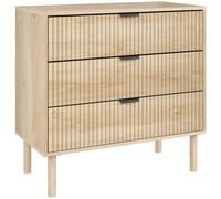 HOMCOM Commode 3 Tiroirs en Bois pour Chambre et Entrée Style Nordique, 80x40x77.5 cm, Chêne