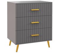 HOMCOM Commode 3 Tiroirs Moderne en Bois et Aluminium, 60x40x71.5 cm, Doré et Gris foncé