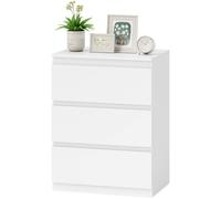 HOMCOM Commode 3 tiroirs, pour salon, chambre, couloir, panneau de particules, Blanc