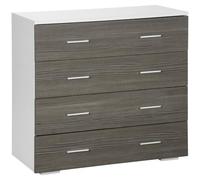 HOMCOM Commode 4 Tiroirs 76 x 35 x 72 cm Blanc et Gris | Meuble de Rangement, Style Contemporain, Dispositif Anti-Basculement
