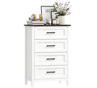 HOMCOM Commode 4 tiroirs, commode pour chambre étroite et haute avec plan de travail effet bois, commode pour petits espaces, salon, bureau, 60 x 35 x 87 cm, blanc