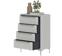HOMCOM Commode 4 Tiroirs en Acier avec Revêtement en Tissu Effet Lin, 60x36x88 cm, Gris