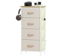 Commode - HOMCOM - 4 tiroirs en tissu - 4 poches, 2 crochets - structure en acier - 45 x 30 x 94,5 cm - beige