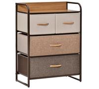 HOMCOM Commode 4 Tiroirs en Tissu 58x29x78,5cm Multicolore | Meuble de Rangement