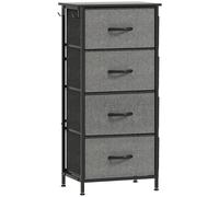 HOMCOM Commode 4 tiroirs en tissu, meuble de rangement avec 4 poches, 2 crochets, structure en acier, 45 x 30 x 94,5 cm, gris
