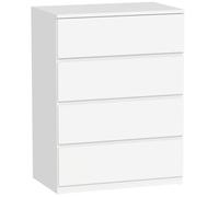 HOMCOM Commode 4 Tiroirs Étroit Sans Poignées 60 x 40 x 80 cm Blanc | Meuble de Rangement, Chiffonnier, Style Moderne, Commode pour Chambre à Coucher, Salon, Couloir
