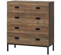 HOMCOM Commode 4 tiroirs meuble de rangement design industriel piètement métal noir 80 x 39 x 95 cm
