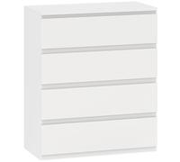 HOMCOM Commode 4 tiroirs, meuble de rangement épuré pour chambre, intérieur, 80 x 39 x 95 cm panneau de particules blanc