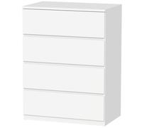 HOMCOM Commode 4 tiroirs meuble de rangement sans poignées design minimaliste 60 x 40 x 80 cm blanc