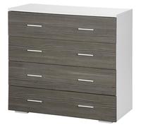 HOMCOM Commode 4 tiroirs, Meuble de Rangement, Style Contemporain, Dispositif Anti-basculement, 76 x 35 x 72 cm, Blanc et Gris