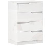 HOMCOM Commode 4 tiroirs moderne et minimaliste, commode en bois aggloméré, 60x40x85 cm, blanc brillant