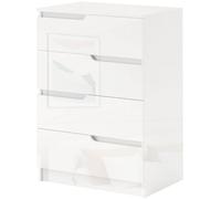 HOMCOM Commode 4 Tiroirs Moderne et Minimaliste en Bois, 60x40x85 cm, Blanc Laqué