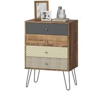 HOMCOM Commode 4 tiroirs Pieds fourche en acier Style bohème 60x39x86 cm Multicolore