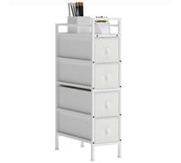 HOMCOM Commode 4 Tiroirs Pliables en Tissu, 20 x 43 x 81,5 cm, Blanc | Meuble de Rangement Étroit, Style Moderne, Cadre en Acier, Commode Chambre, Salle de Bain, Salon