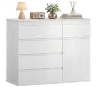 HOMCOM Commode 5 tiroirs, Buffet Salon, Meuble de Rangement avec Porte à Fermeture Douce et étagère réglable, Style Moderne, Buffet Salle à Manger, Cuisine et Chambre, 100 x 40 x 80 cm, Blanc