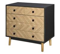 HOMCOM Commode en bois meuble de rangement avec 5 tiroirs chiffonnier moderne idéale pour chambre salon 80 x 40 x 80 cm gris foncé