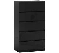 HOMCOM Commode 5 tiroirs en bois, commode pour chambre moderne et polyvalente, 55x34x100 cm, Noir